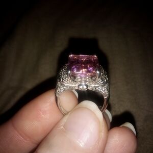 José Esposito Diamonique Pink CZ Sterling Silver Ring Sz 6
